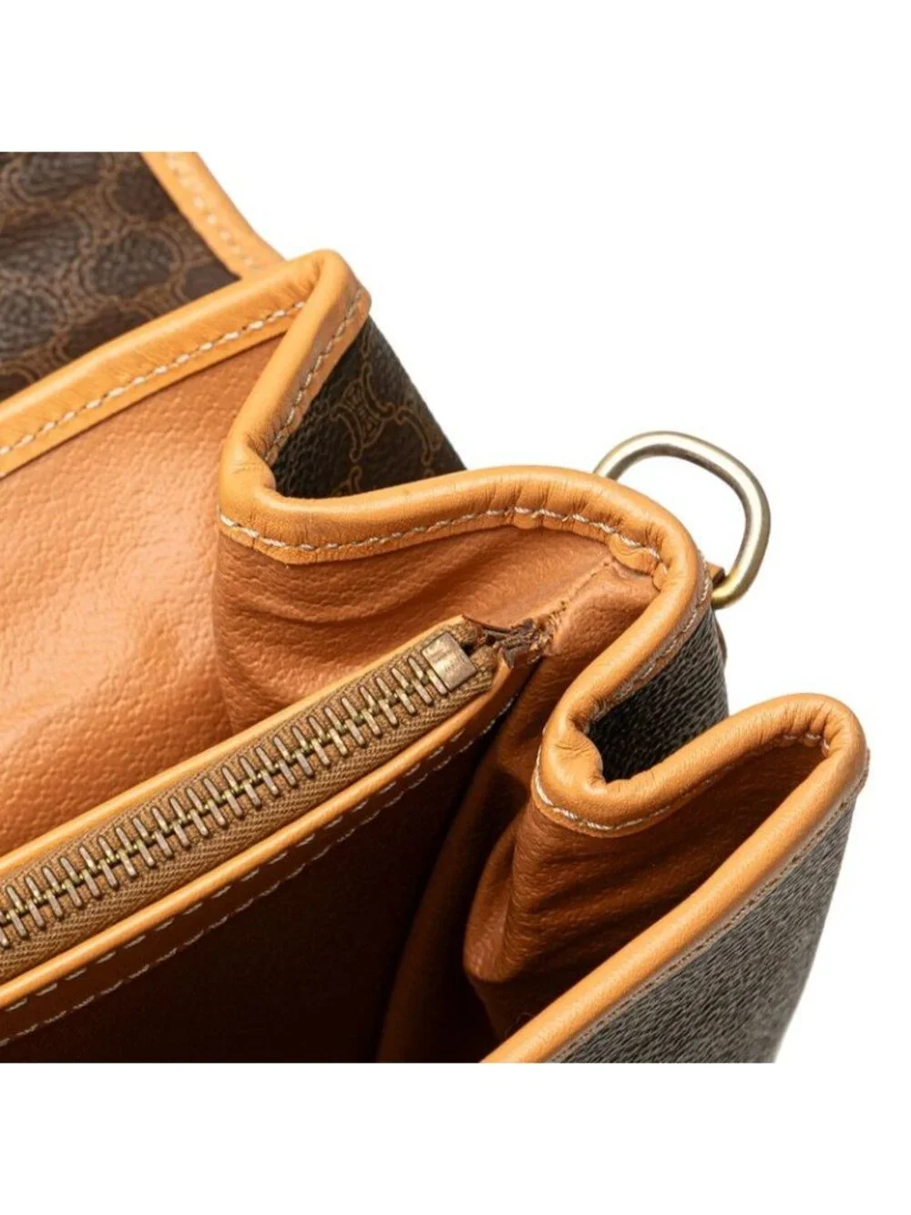 Celine Macadam Business Briefcase Shoulder Bag 2-Way Brown Leather